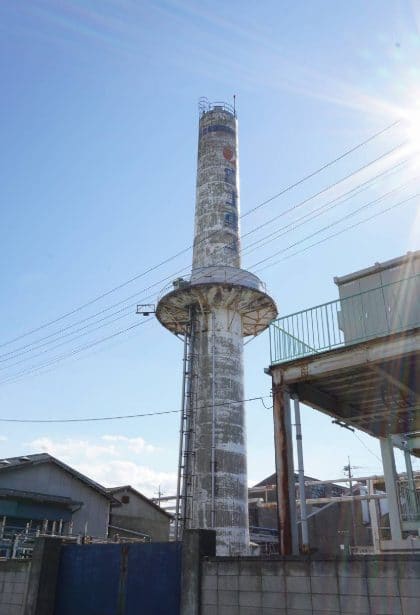 Ciminiera dello stabilimento Subaru di Isesaki (SUBARU伊勢崎工場), il luogo oggi